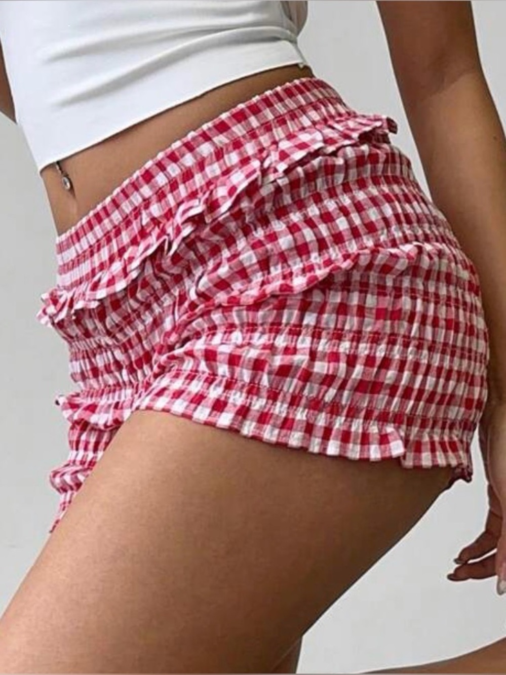 Shein Red Gingham Bloomer Stretchy Shorts Size S